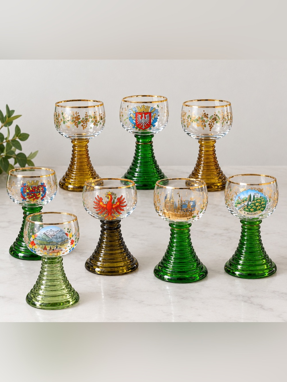 Lot of 9 German Liqueur Glasses